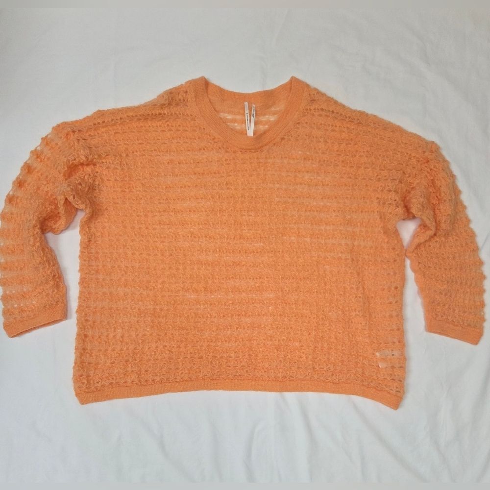 Anthropologie Tangerine Open Weave Wool Blend Sweater XL